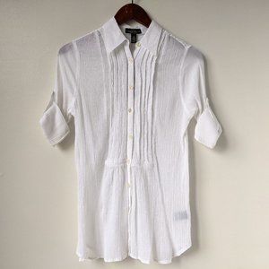 Lauren Ralph Lauren White Gauze Crinkle Tunic
